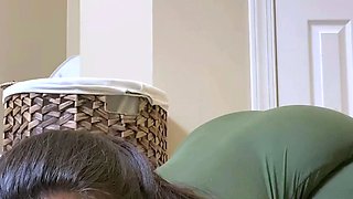 Amateur young brunette enjoys dildo on solo masturbation
