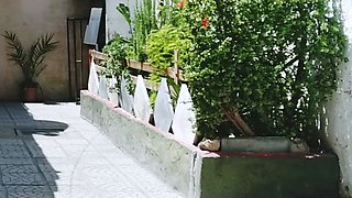 naked girl has sex with a stranger outdoors in public