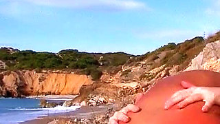Blonde teen Nicole fucked to orgasm by step dad on the beach