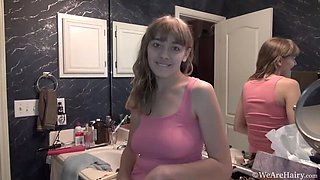 Dani chats with us before her big-tit hairy blonde casting video