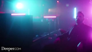 Kenna James & Kayden Kross Fuck VIP in Strip Club Booth - Threesome FFM with Cum in Mouth
