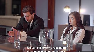 Brunette babe Emily gets her tight slit finger-fucked by Seth