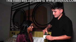Waiter has fuckfest with a Dutch damsel behind voyeur camera during motel service.