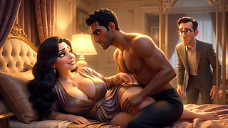 A Muslim man and a Jewish wife, with her cuckold  Christian husband watching her being fucked.