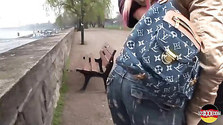 Pierced Milf Gets Horny Outside and Rides Bare
