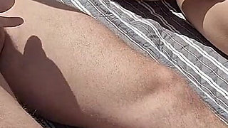 Masturbation with My Stepfather on a Nudist Beach, He Touches My Tits and I Touch His Cock