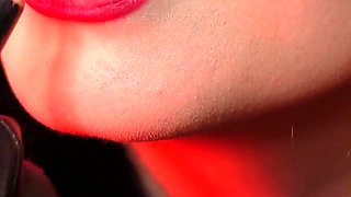 Lipstick fetish video - lady in fur close ups