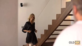 Old4k. wonderful porno act with young blondie and gray-haired guy