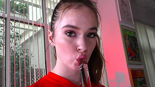 Hazel Moore uses a sex toy before the anal fucking
