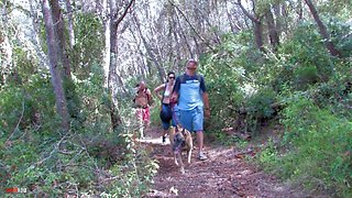Skinny french brunette anal fucking in the woods with double penetration - MMM100