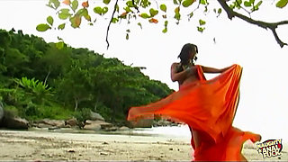 Pretty Brunette Sets up a Romantic Place to Have Hot Anal Sex on the Beach