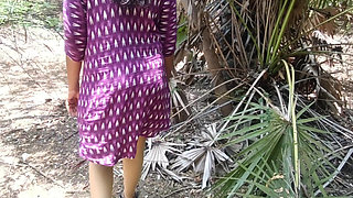 Housewife sucking and licking forest outdoor
