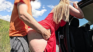 Step Sis Nerdy Nympho Pays For Car Ride With Pussy Creampie Outdoor Public Sex