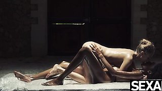 Black Hottie and Fabulous Light-haired Lubricant Each Other Up for G/g Hook-up