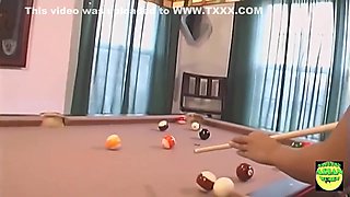Sweet Cheerleader Hottie Gets Smashed By An Older Guy On A Pool Table