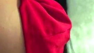 Brunette enjoys the toy on gaping pussy while masturbating