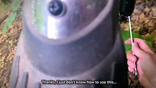 Cutie's bike broke down in the woods, so she paid me with wild outdoor doggystyle and swallowed every drop