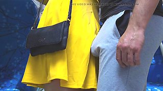 Risky Handjob On Public Transport! Dirty Stranger Cums Using GirlS Hand