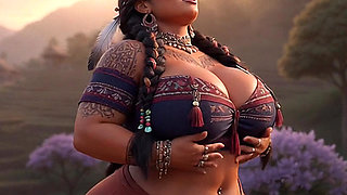 Curvy Indigenous Tribal BBW Strips & Shows Massive Tits in Sunset Village