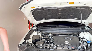 Mechanic Fucks a Busty Beautiful Brunette Who Was Desperate for a Big Cock