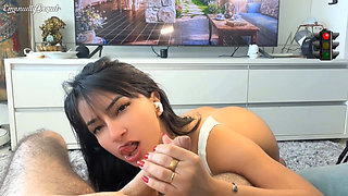 Jerk off Game Red Light Green Light Emanuelly Raquel Blowjob and POV Fucking