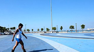 Skateboarding fail of big ass Thai MILF