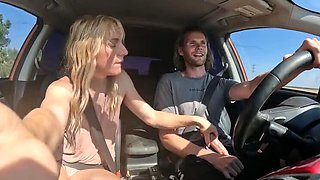 Sexy Blonde Swallows Cum After Road Head
