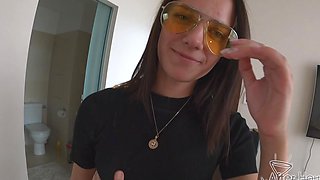 Teen Rosalina swallows a massive cock in POV HD