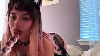 Sexy teen ebony solo toy masturbation