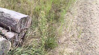 Vagina spanking on the logs