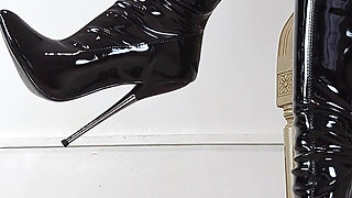 Shoeplay in Extreme High Heel Thigh High Boots and Pantyhose (shoe Collection) - Dame Olga
