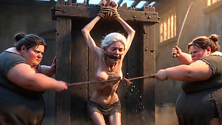 Granny Slave Breast Whipping Session by Two Obese BBW Dominatrixes