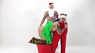 Naughty Elf Girl Gets Punished With Christmas Cane