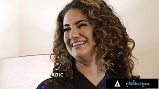 Arabelle Raphael Seduces Sarah Arabic With Teasing Latex Spandex Tease Before They Surrender To Mutual L