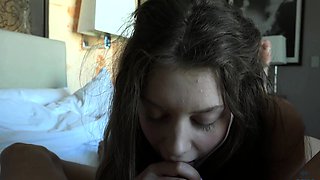 Wet and messy amateur blowjob and handjob