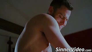 Latex wearing babe and her master have kinky fuck session