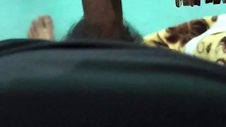 Stepsister massaged my thick penis with her hand