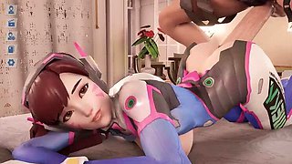 D.V.A. Fucks Leon from Resident Evil, Creampie Risk Makes Her Pregnant