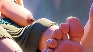 Giantess 90 Year Old Granny Gets Her Massive Feet Licked by Slave