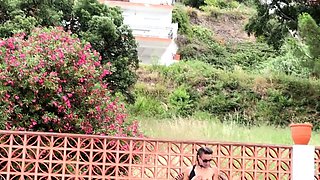 Small-Titted Brunette Amateur Blowjob by the Pool