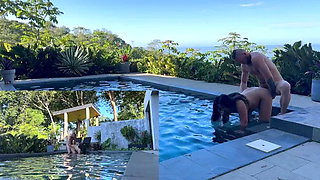 Outdoors Assfucking and Blowjob at the Pool