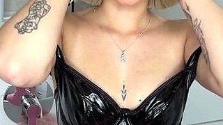 Perfect blond making solo masturbation