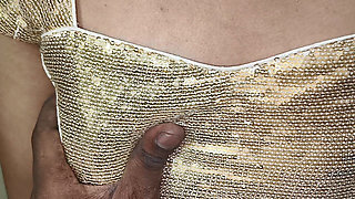 Telugu Aunty on Golden Blouse Red Saree