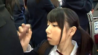 Cute Japanese schoolgirl teen gets groped