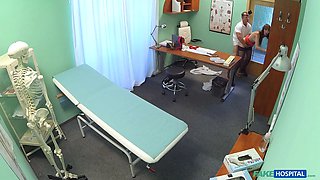 Faux hospital - hot nurse joins doc in a three way with a patient