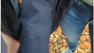 Outdoor blowjob and handjob ending in a powerful cumshot