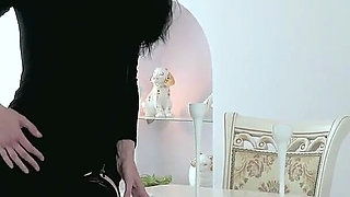Pink vibrator in hairy meaty pussy