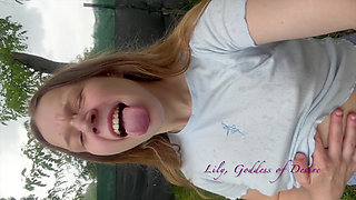 Crazy Shameless Girl Playing in the Rain