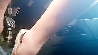 Heavy Traffic Pedal Pumping in Boho Slides: Low-cut Ethnic Dress POV