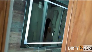 Anal Fuck with My Girlfriend in the Bathroom and Her Blonde MILF Stepmom in the Kitchen